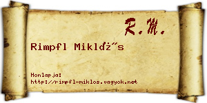 Rimpfl Miklós névjegykártya